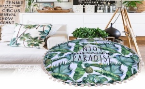 Кръгла Декоративна Възглавница с Помпони Enjoy Every Moment of Paradise