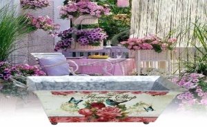 Правоъгълна Винтидж Кашпа с Извити Дръжки Flower Shop
