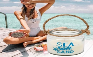 Декоративна Свещ в Бурканче с Въжена Дръжкa Sea Salt Sand