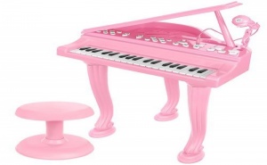 Пиано за Деца със Столче и Микрофон - Розово