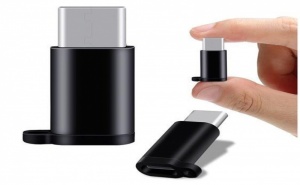 Адаптер micro USB - type C в черен цвят
