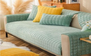 Уютно Плюшено Покривало за Диван Зелено Warm Cozy Plush Sofa Cover