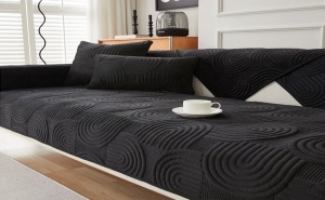 Модерно Черно Полиестерно Покривало за Диван с Геометричен Детайл Geometric Sofa Cover