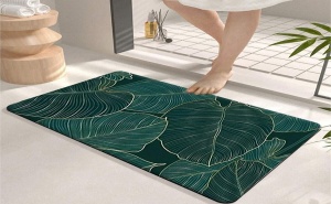 Многофункционалнa Нехлъзгащa се Постелка за Баня Green Leaf Floor Mat