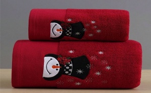 Коледна Хавлиена Кърпа за Баня Snowmanмpure Color Bath Towel