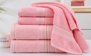 Розова Хавлиена Кърпа за Баня Pink Striped Pattern Bath Towel